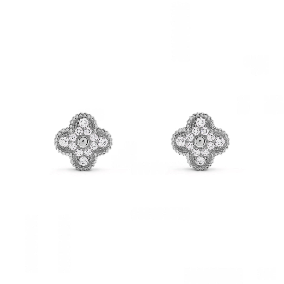 CLOVER LEAF DIAMOND EARRINGS | SILVER