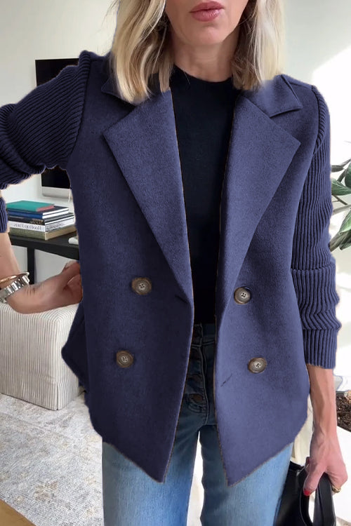 Women's Premium Chic Knit-Sleeve Blazer