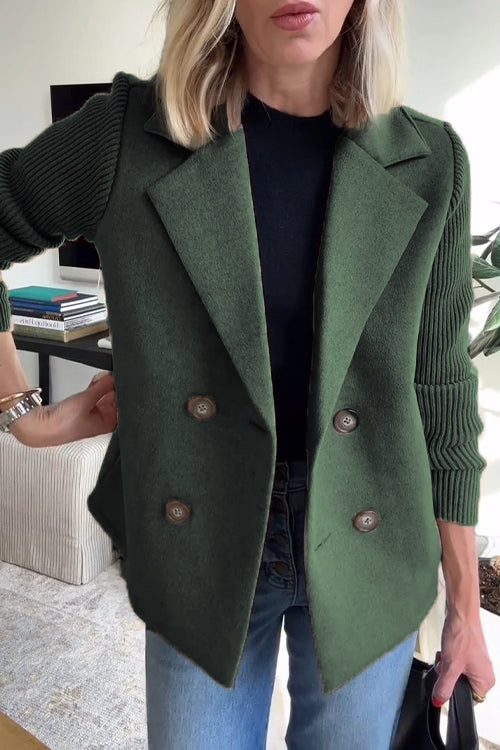 Women's Premium Chic Knit-Sleeve Blazer