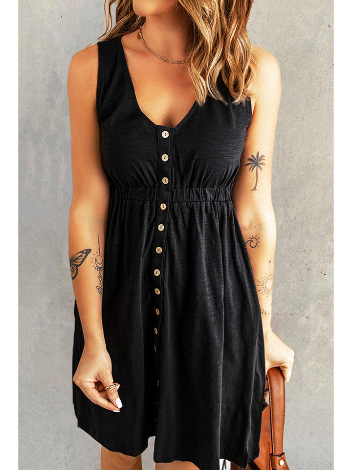 Arleth | Sleeveless Multi Button Dress