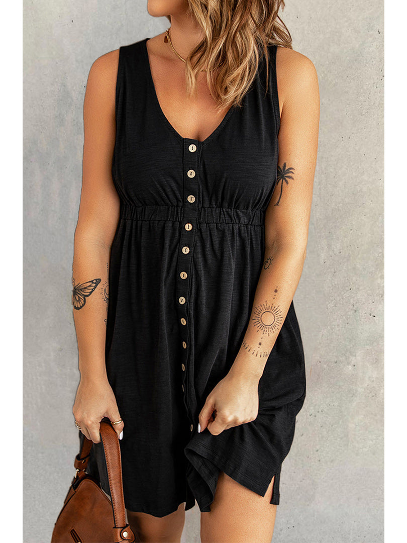 Arleth | Sleeveless Multi Button Dress