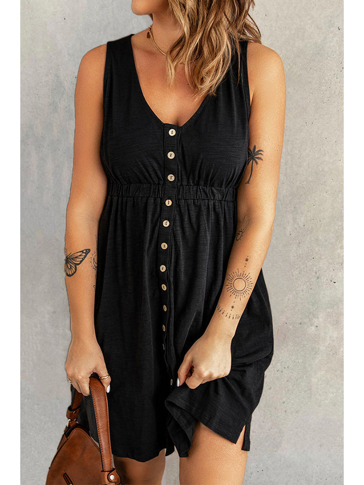 Arleth | Sleeveless Multi Button Dress