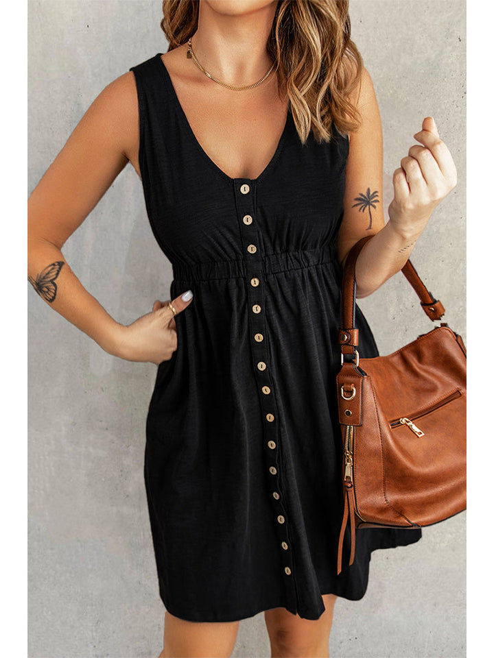 Arleth | Sleeveless Multi Button Dress