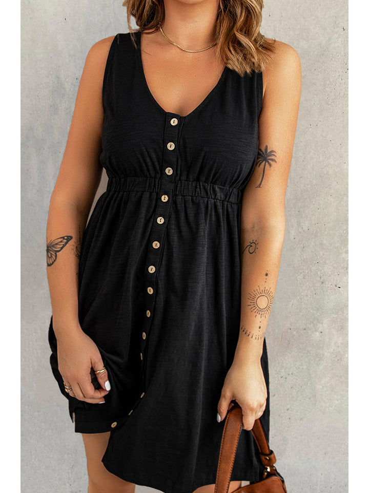 Arleth | Sleeveless Multi Button Dress