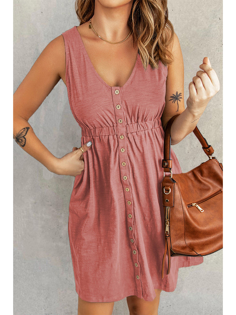 Arleth | Sleeveless Multi Button Dress