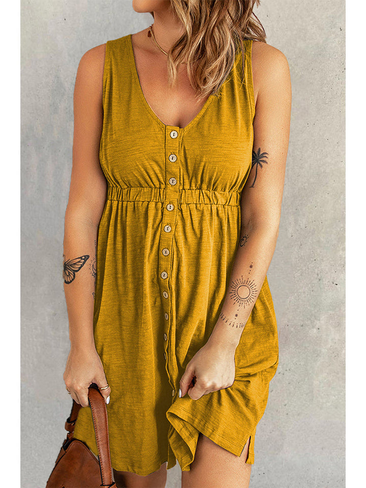 Arleth | Sleeveless Multi Button Dress