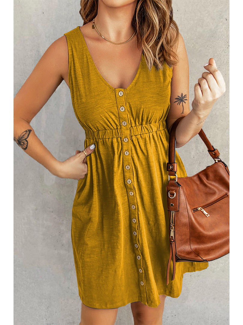 Arleth | Sleeveless Multi Button Dress