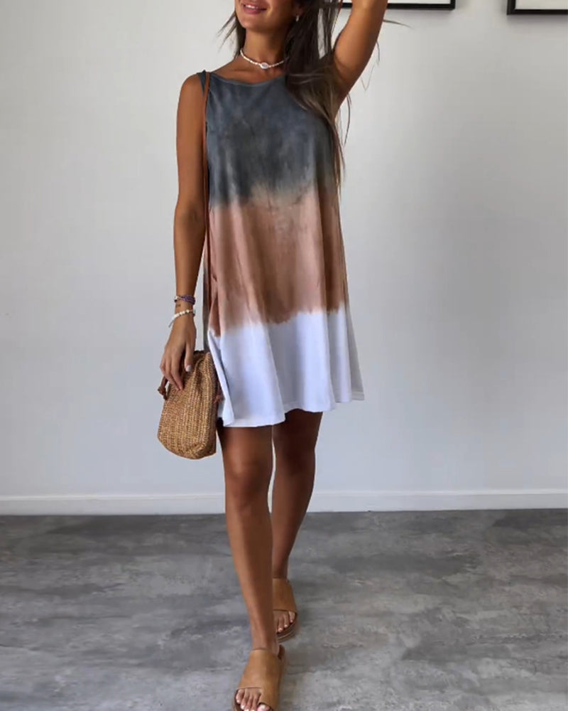 Lainey | Gradient Tie Dye Print Mini Dress