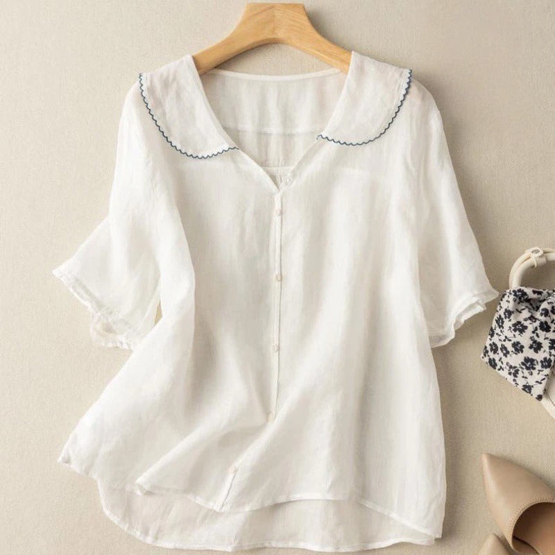 Women's Vintage Blouse with Button Detail