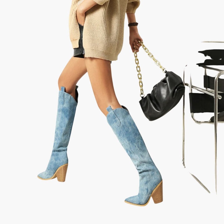 Ailani | Women’s cowboy boots with knee-high shaft and block heel