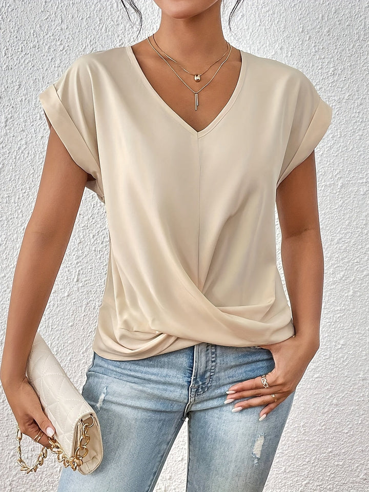 Women’s V-Neck Twist Shirt | Short Sleeve
