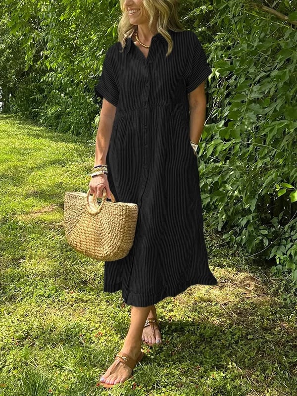 Women's Striped Button-Up Shirt dress