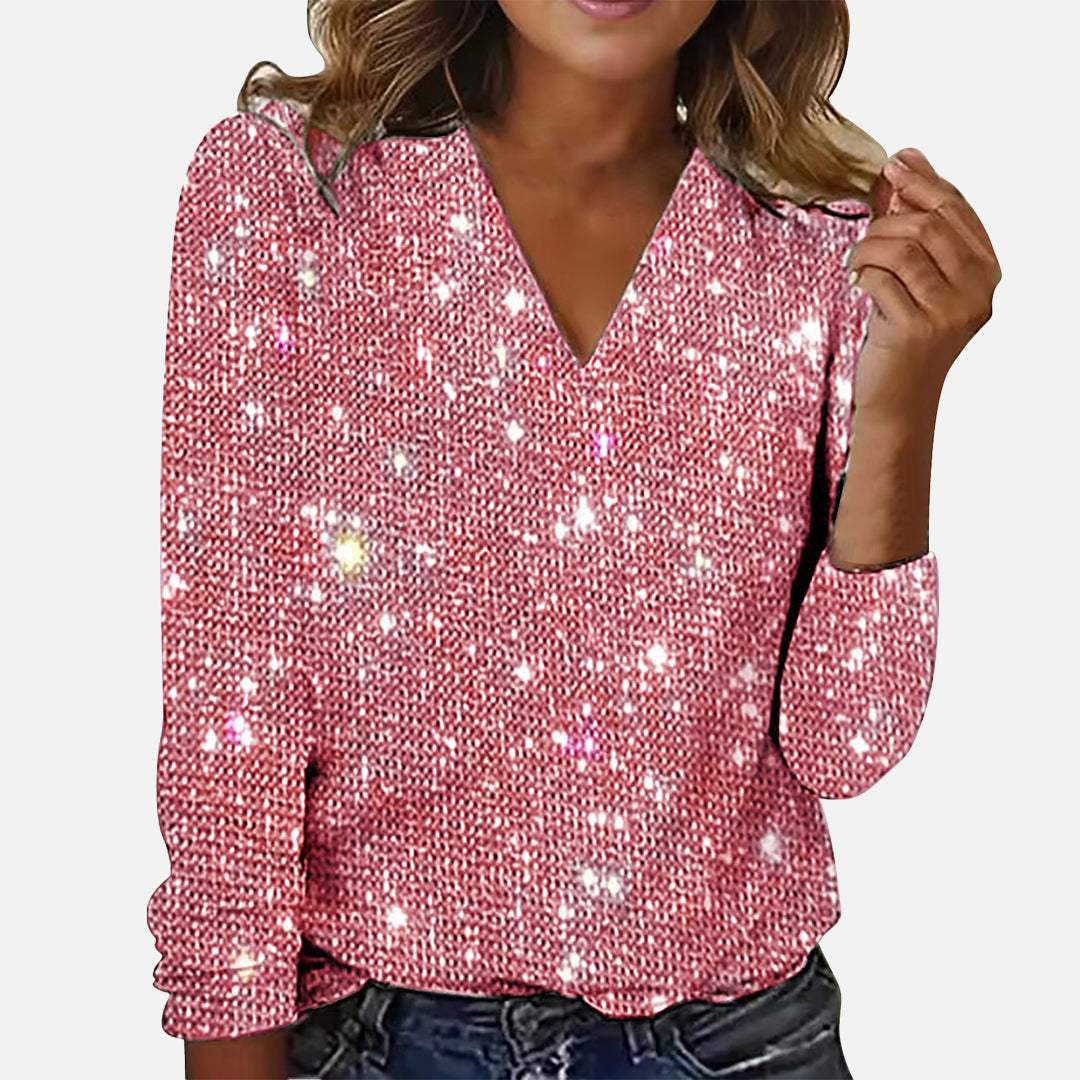 Women's Diamond Blouse With V-Neck