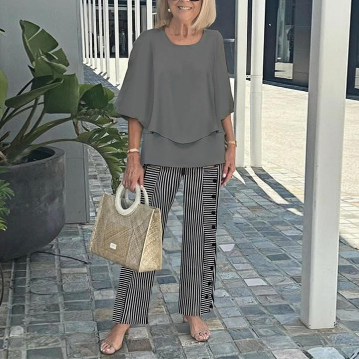 Gracelyn | Grey Round Neck Two Piece Set