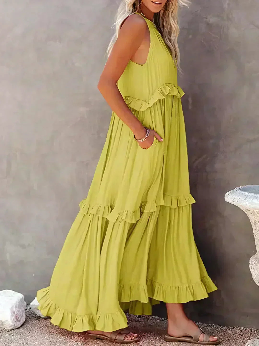 Women's Chic Ruffle Trim Sleeveless Dress