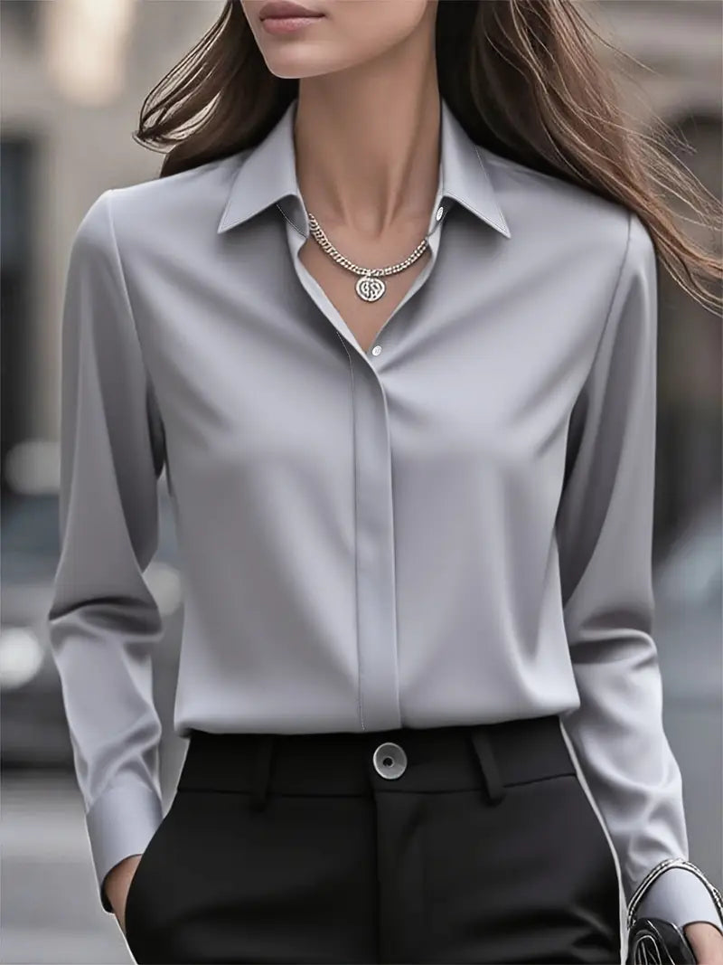 Women's Elegant Long Sleeve Button Down Shirt