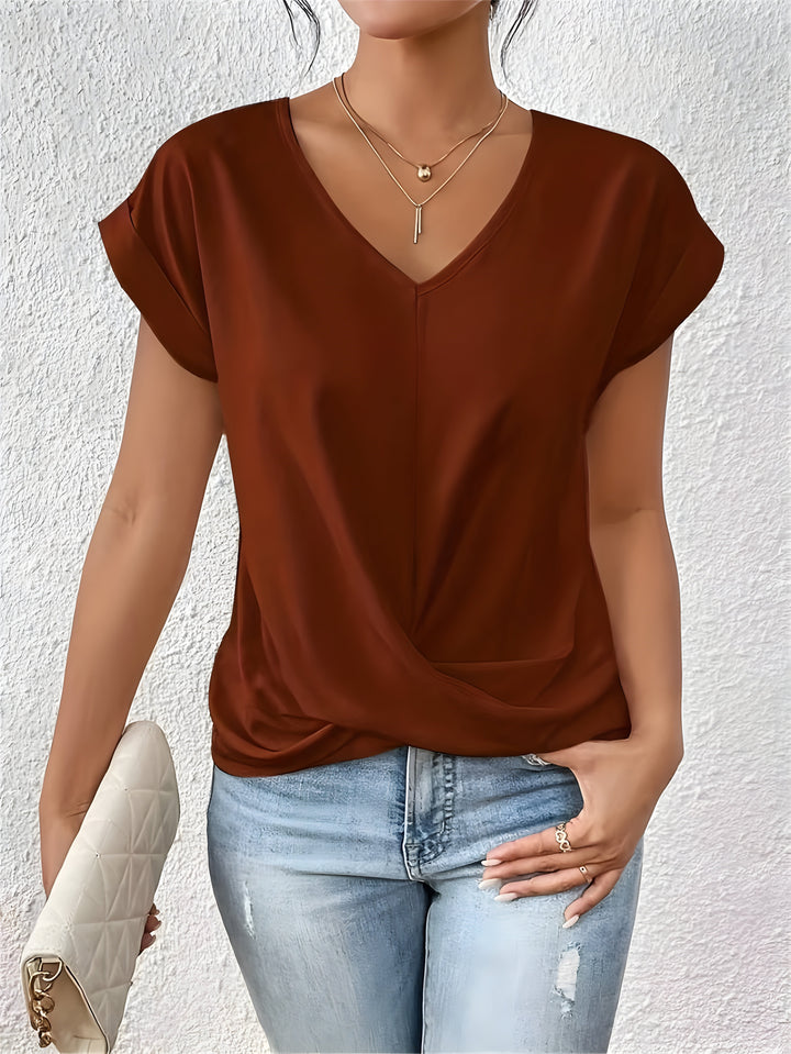 Women’s V-Neck Twist Shirt | Short Sleeve