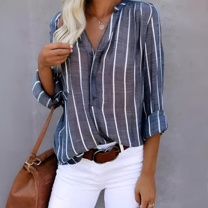 Women's Striped Button-Up Shirt