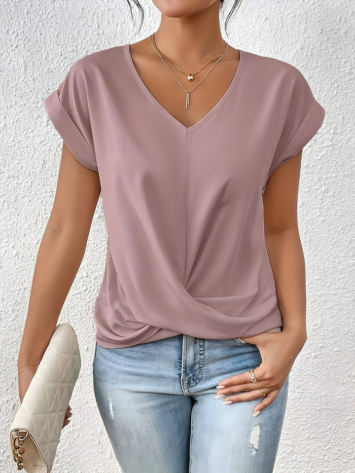 Women’s V-Neck Twist Shirt | Short Sleeve