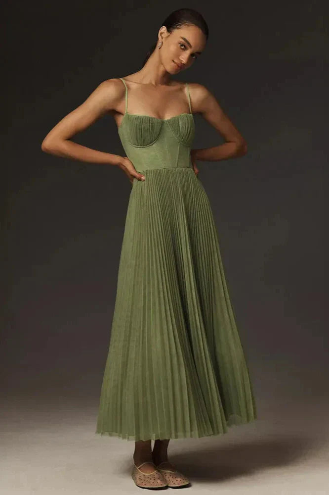 Women’s Pleated Bustier Dress | Maxi