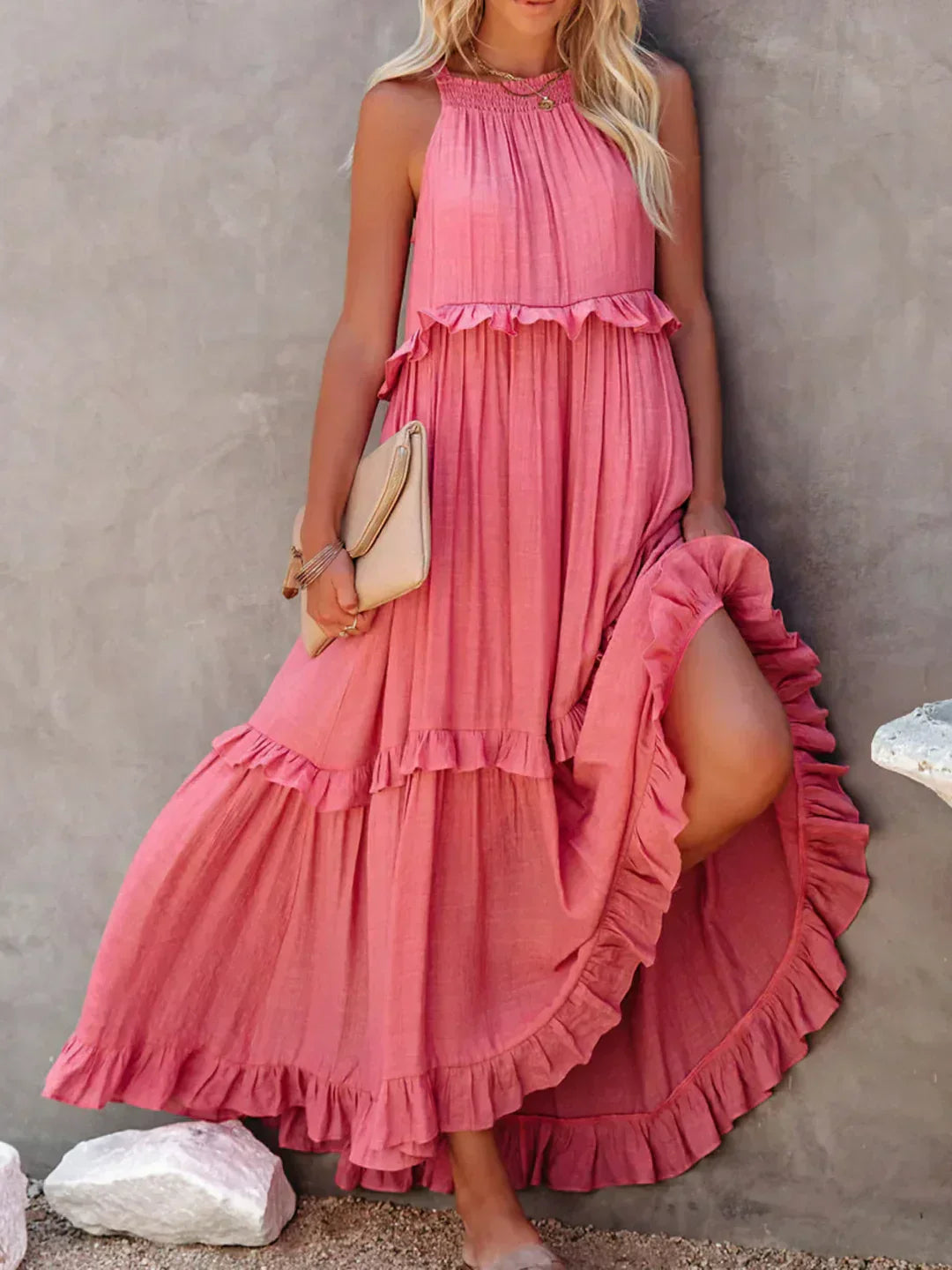 Women's Chic Ruffle Trim Sleeveless Dress