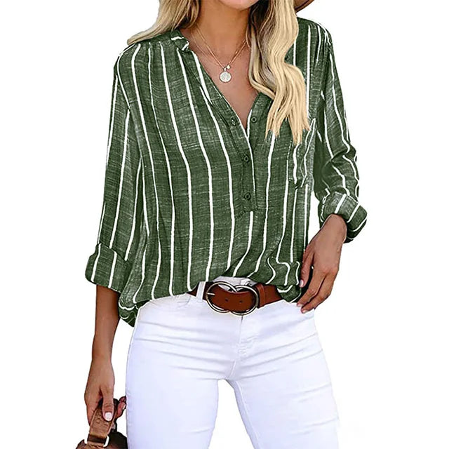 Women's Striped Button-Up Shirt