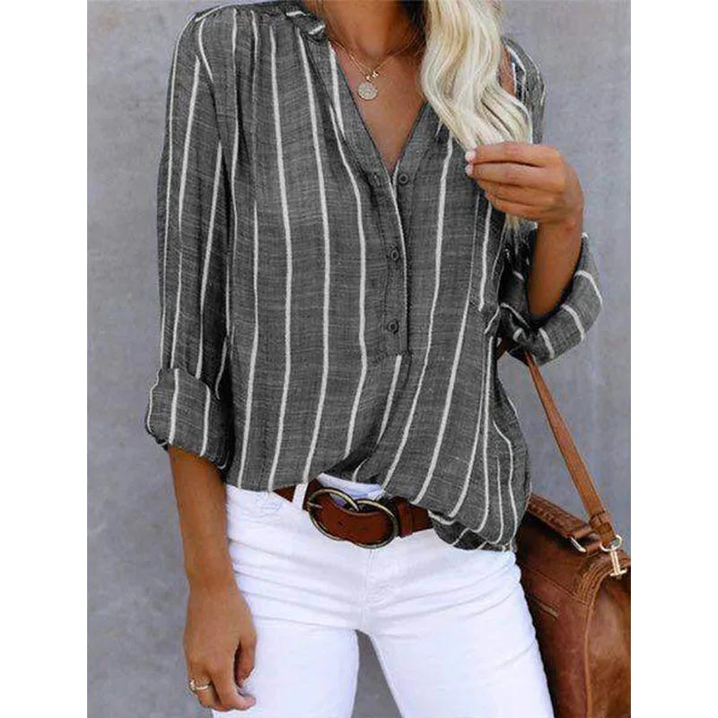 Women's Striped Button-Up Shirt