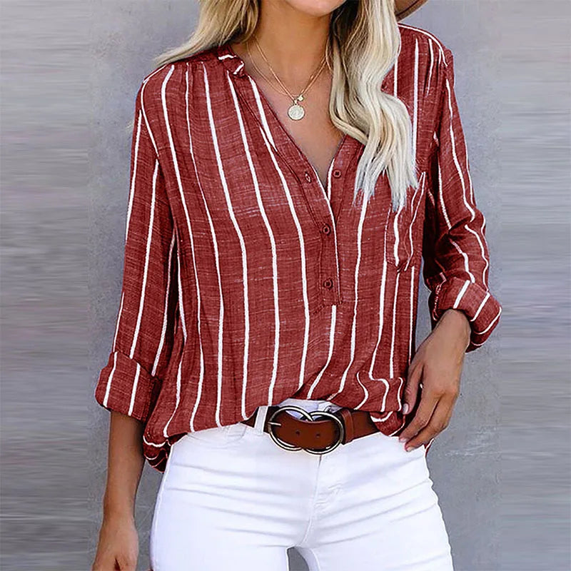 Women's Striped Button-Up Shirt