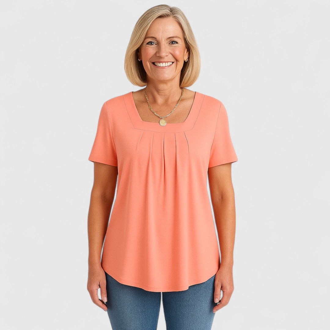 Carmen | Pleated Square Neck Blouse
