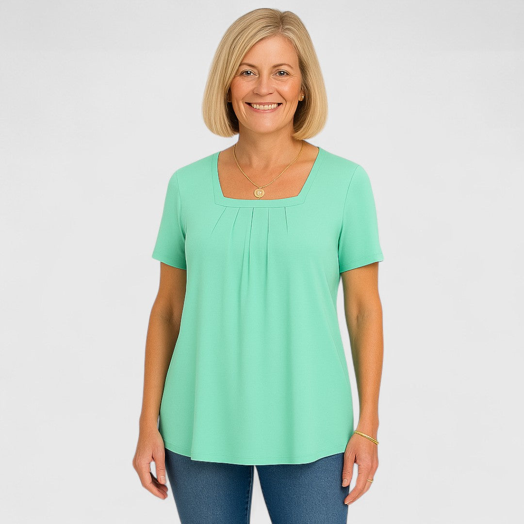 Carmen | Pleated Square Neck Blouse