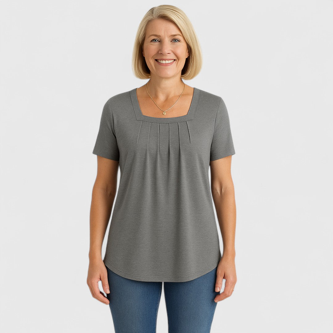 Carmen | Pleated Square Neck Blouse