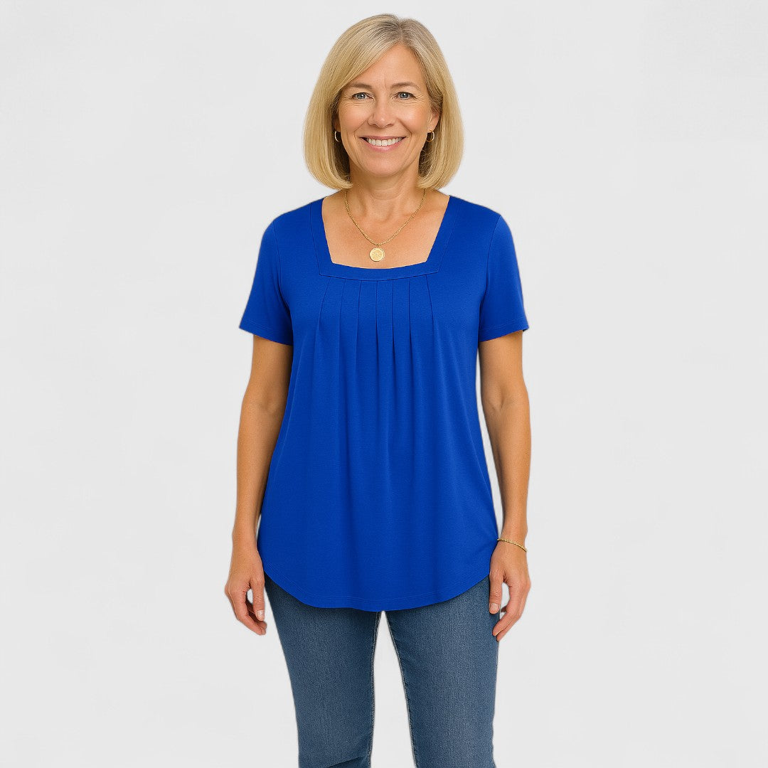 Carmen | Pleated Square Neck Blouse