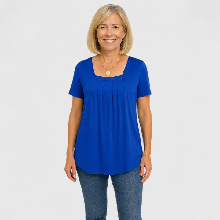 Carmen | Pleated Square Neck Blouse