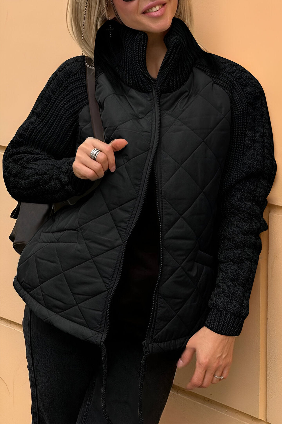 Women's Patchwork Knit Zip Jacket