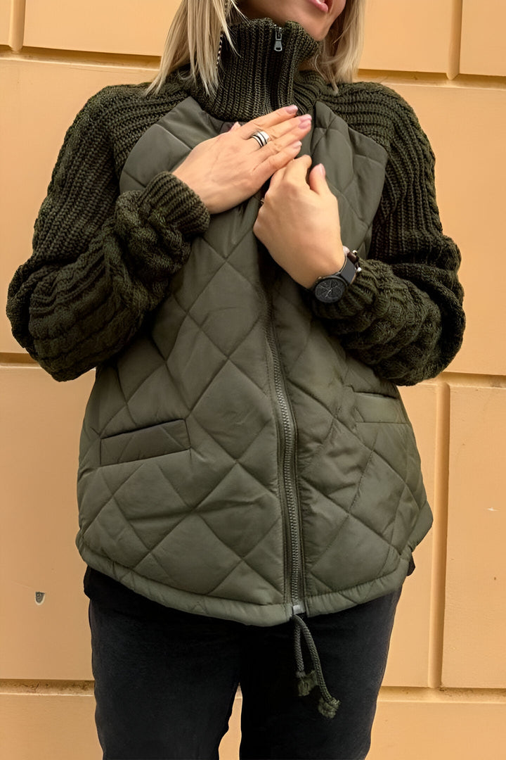 Women's Patchwork Knit Zip Jacket