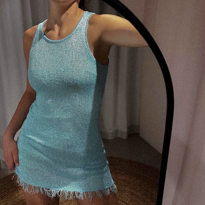 Petra | Sheer Sleeveless Tassel Mini Dress