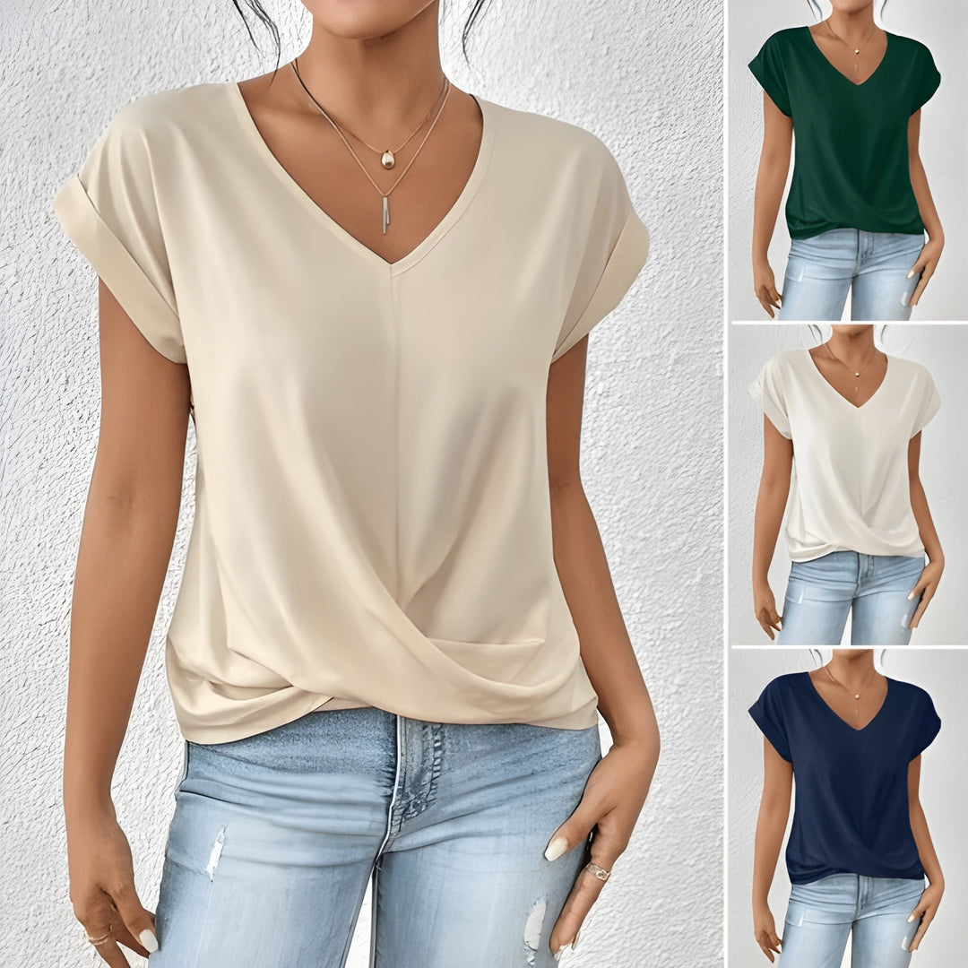 Women’s V-Neck Twist Shirt | Short Sleeve