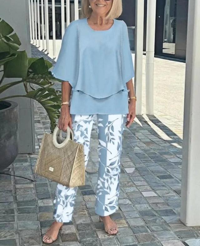 Gracelyn | Grey Round Neck Two Piece Set