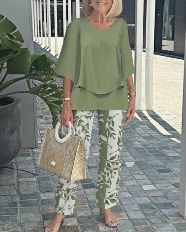 Gracelyn | Grey Round Neck Two Piece Set