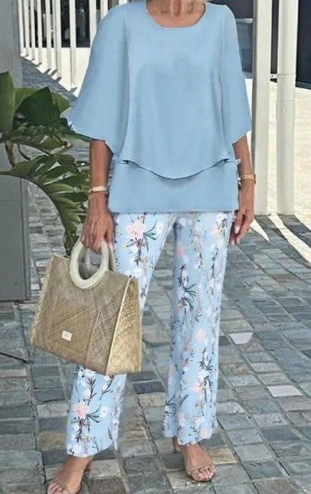 Gracelyn | Grey Round Neck Two Piece Set