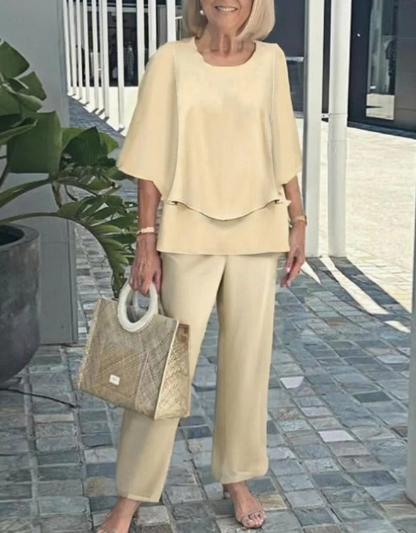 Gracelyn | Grey Round Neck Two Piece Set
