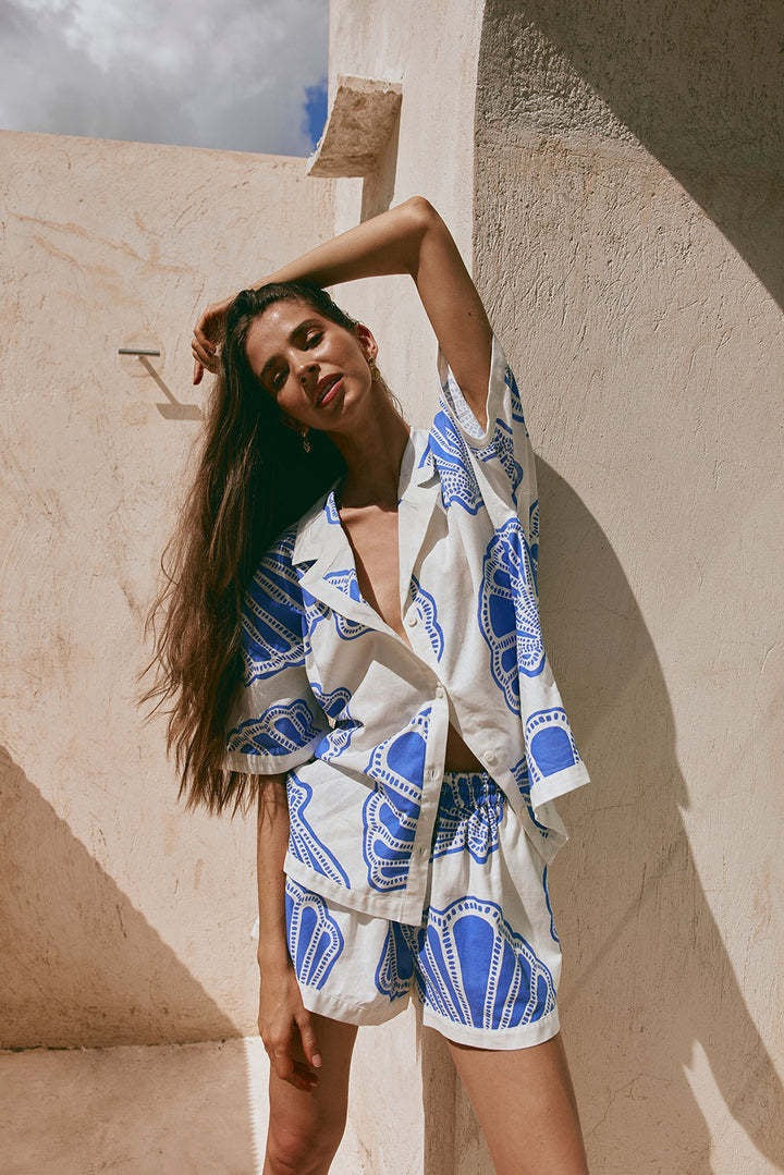 Adelyn | Botanical Print Short Sleeve Shirt & Shorts Set
