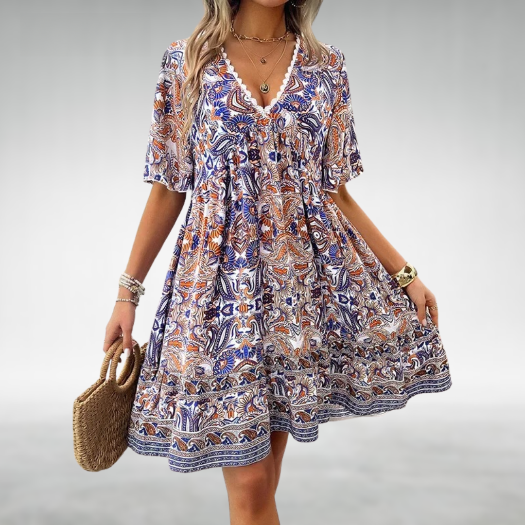 Lucy | Summer Boho Paisley Print Mini Dress
