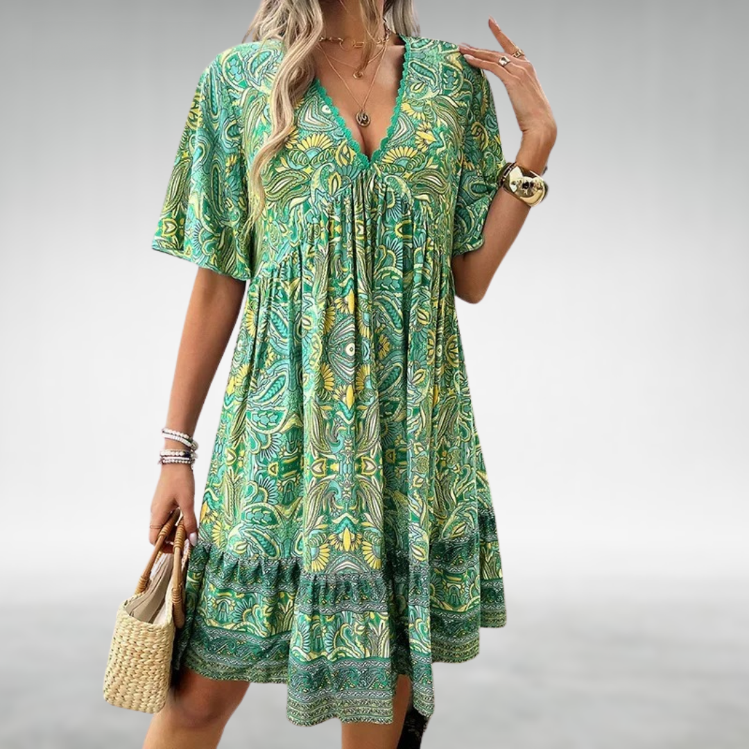 Lucy | Summer Boho Paisley Print Mini Dress