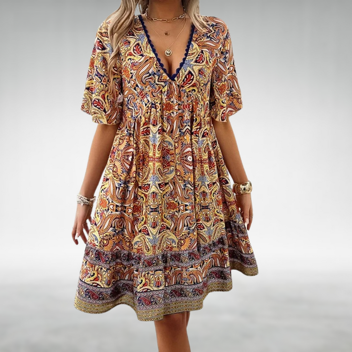 Lucy | Summer Boho Paisley Print Mini Dress