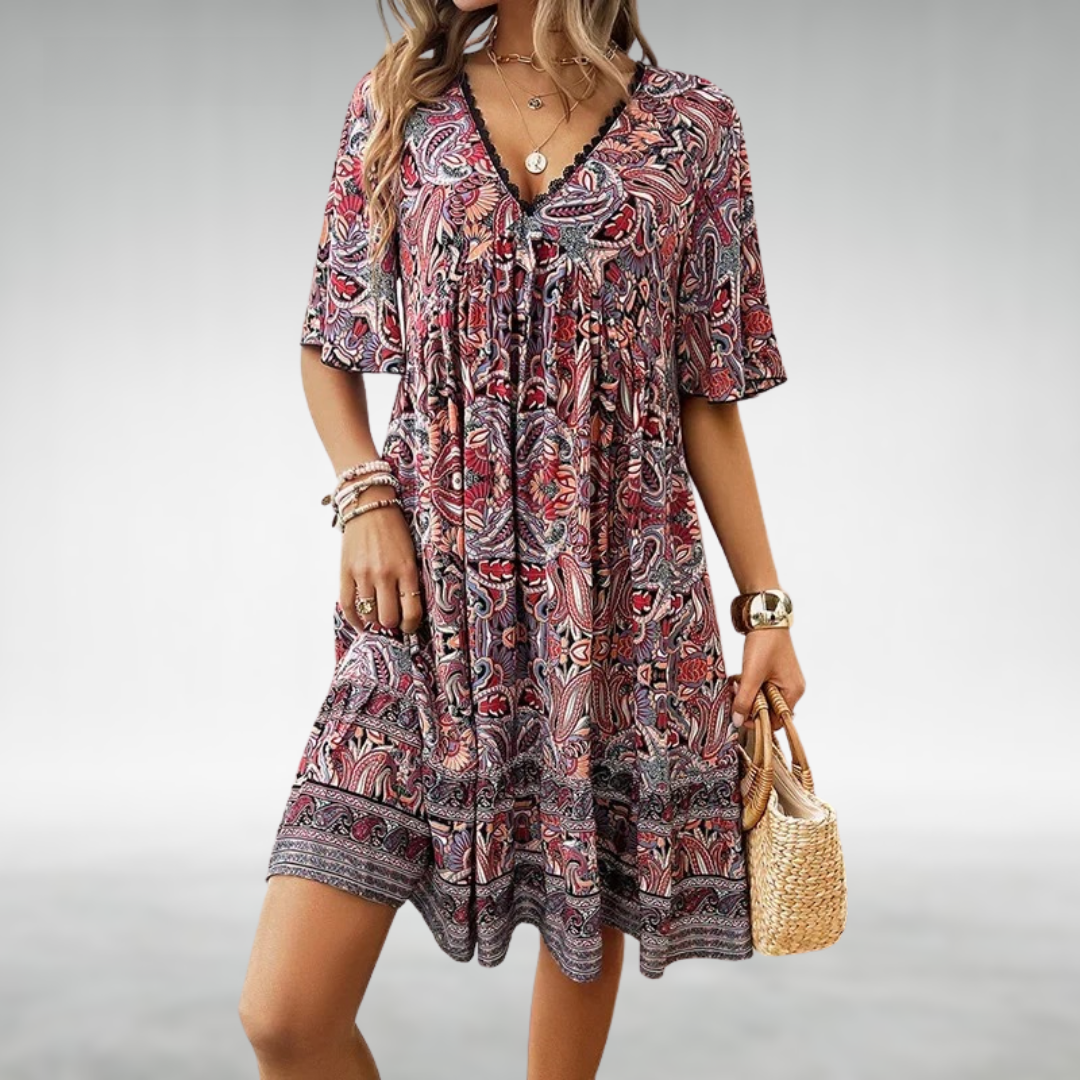 Lucy | Summer Boho Paisley Print Mini Dress