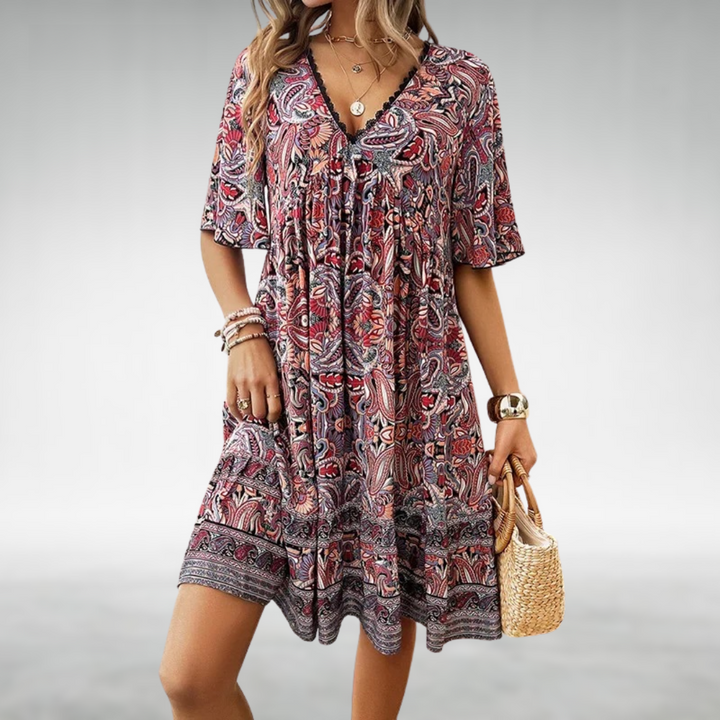 Lucy | Summer Boho Paisley Print Mini Dress