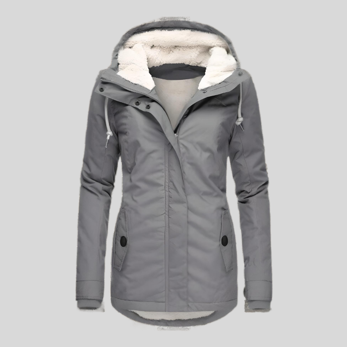 Women's Waterproof Long Jacket with Hood and Lining