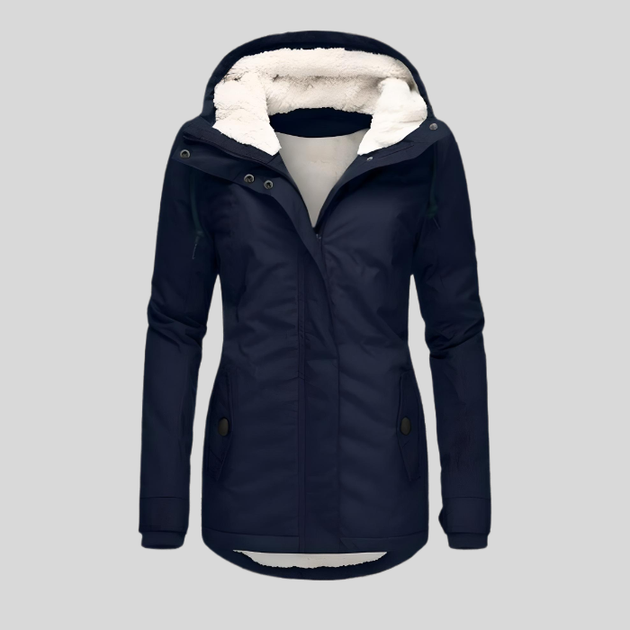 Women's Waterproof Long Jacket with Hood and Lining