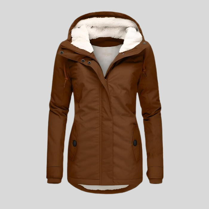 Women's Waterproof Long Jacket with Hood and Lining